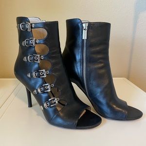 Michael Kors Open/Peep-Toe Leather Bootie/Heels.